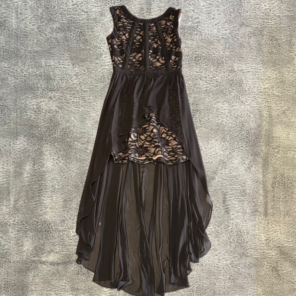 Y2k Morgan & Co Hi Low Mesh and Lace Dress